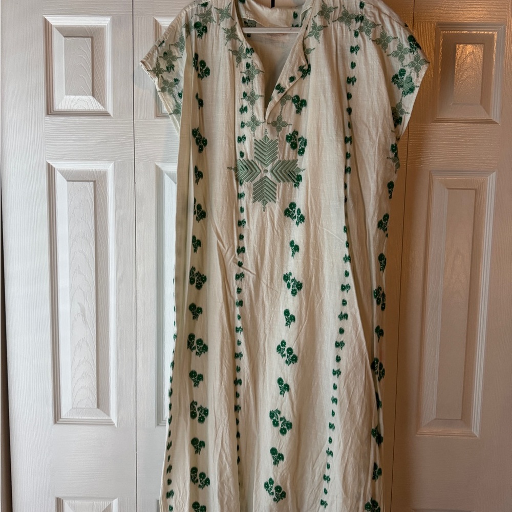Embroidered Green Floral Dress